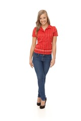 Fototapeta premium Full size photo of casual woman smiling