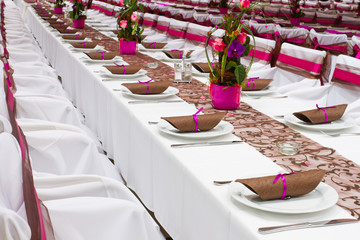 wedding tables set for fine dining or another catered event