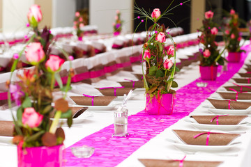 wedding tables set for fine dining or another catered event