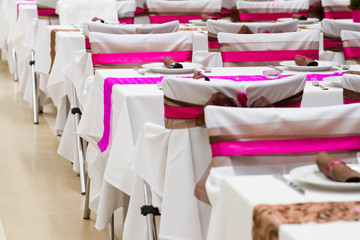 wedding chairs with silk ribbons