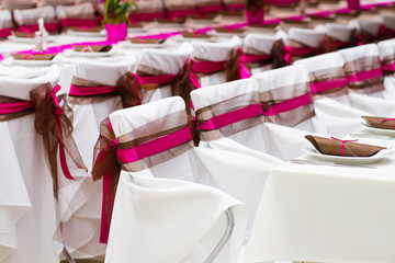 wedding chairs with silk ribbons