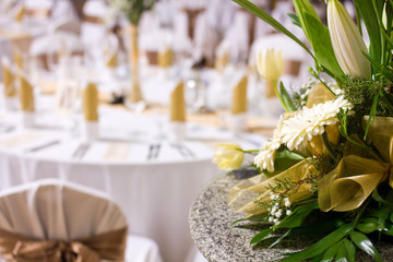 flower decoration in restaurant, wedding  event table