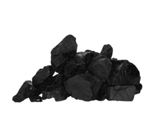 pile black coal isolated on white background