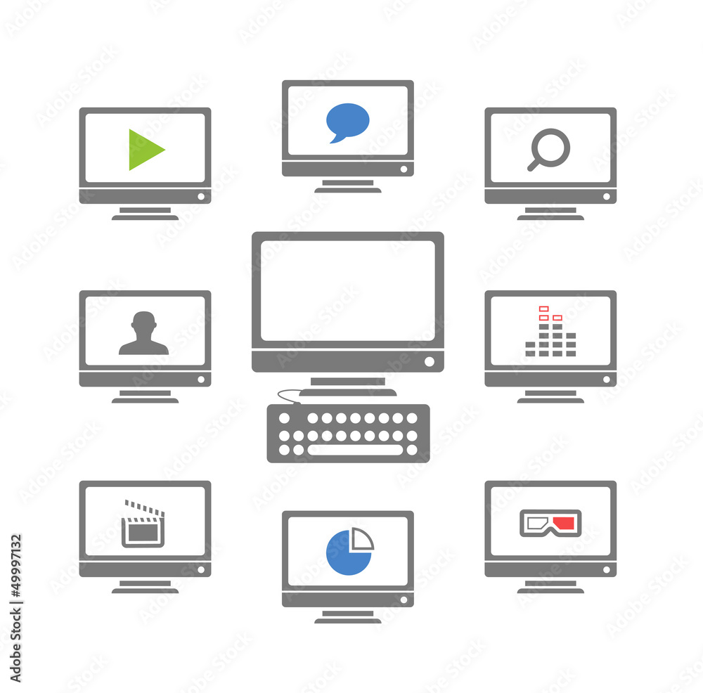 Poster modern monitors with different icons
