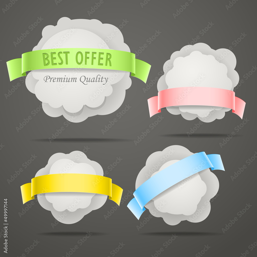 Poster Abstract speech clouds with color ribbons Vector set