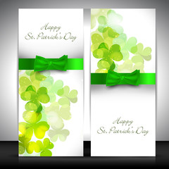 Shamrock decorated banner set for Happy St. Patrick's Day.