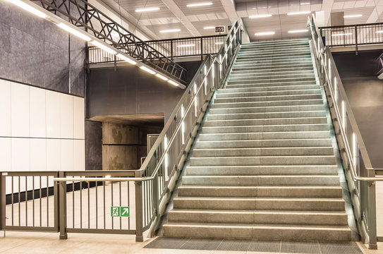 Stairs at metro railway Station - Berlin Haupbahnhof, U55