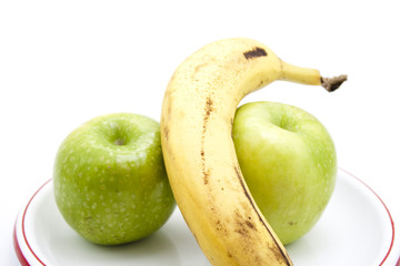 Grüne Äpfel mit Gelber Banane