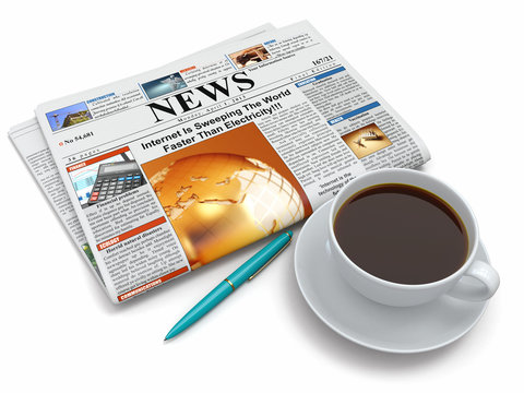 Coffee cup with newspaper