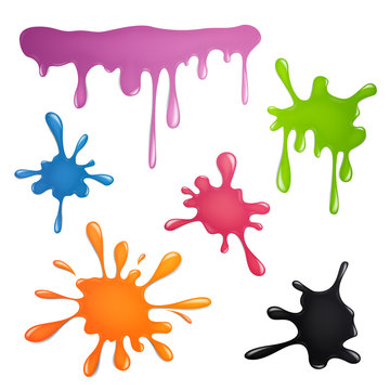 Vector Illustration of Color Paint Splashes