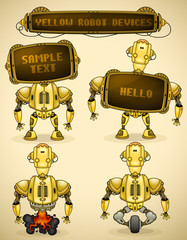 Yellow vintage robot devices