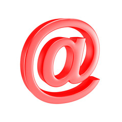 3D render of red email sign on white