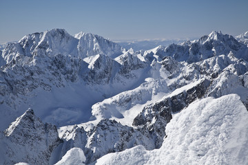 Obraz premium View from Lomnicky stit - peak in High Tatras, Slovakia