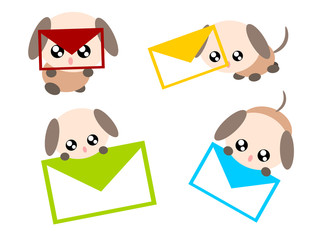 Cartoon dog with e-mail illustration