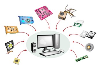 Colorful Illustration Set of Desktop Computer Equipment