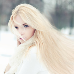 portrait of a beautiful girl with long hair