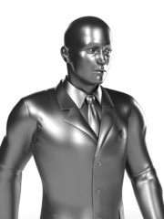 3d rendered illustration of a metallic businessman
