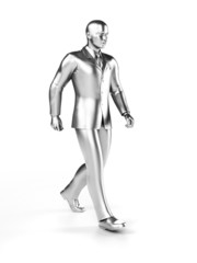 3d rendered illustration of a metallic businessman