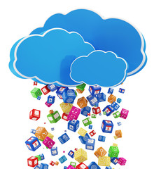 Rain from Application Icons. Cloud Computing Concept