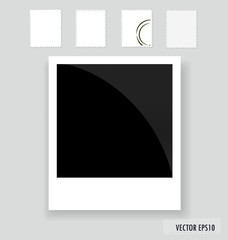 Vector illustration of a blank grunge post stamps and photo fram