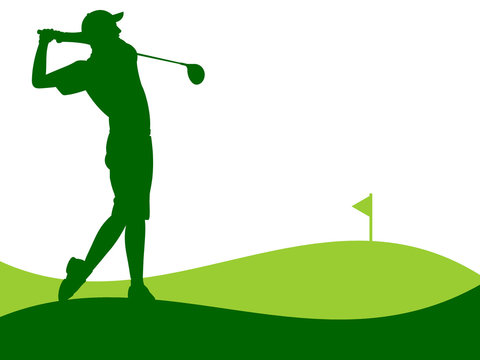 Ilustra&ccedil;&atilde;o - jogador de golfe dando uma tacada