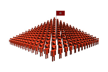 Pyramid of abstract people with Hong Kong flag illustration