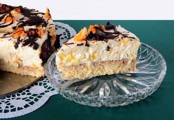 tasty layer cake with orange,gelly and chocolate