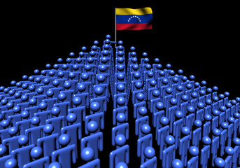 Pyramid of abstract people with Venezuela flag illustration