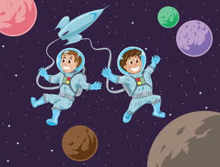 Fototapeta premium Kids in space
