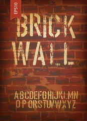 Stickers pour porte Poster vintage Modèle de conception de mur de briques. Vecteur, EPS10