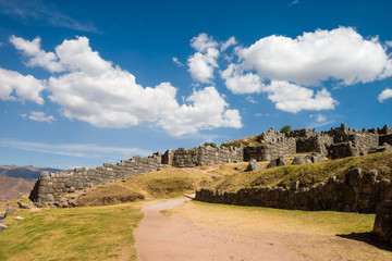 Sacsayhuaman with beautiful clouds road to Cusco