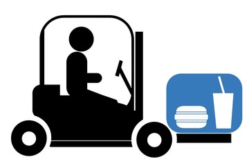 Restauration rapide en livraison dans un monte-charge