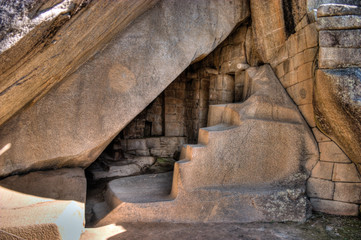 Machu picchu chamber under the temple of the sun in HDR