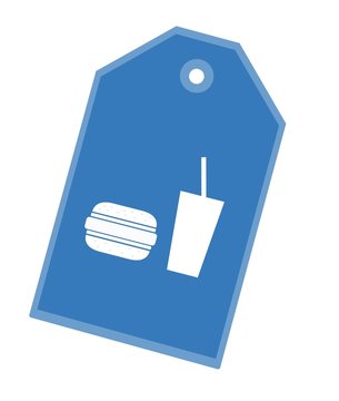 Restauration rapide : Menu burger et boisson, étiquette