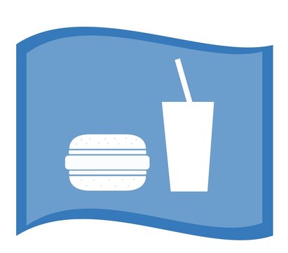 Restauration rapide : Menu burger et boisson, drapeau