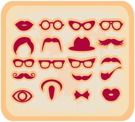 Vector grunge Mustaches and other Accessories Vector Set silhoue