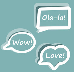 Retro Vector speech bubble for dialogue with text Wow love Ola-l