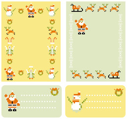 abstract Christmas backgrounds and cards set with pixel xmas ic