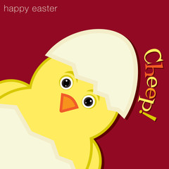 Cheep! Happy Easter chick card in vector format.