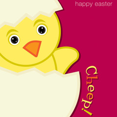 Cheep! Happy Easter chick card in vector format.