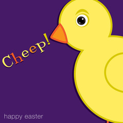 Cheep! Happy Easter chick card in vector format.