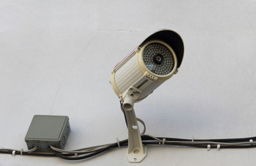 Security Camera hanging on the wall
