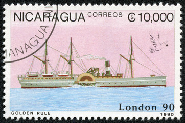 stamp printed in Nicaragua shows Ship