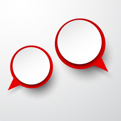 Paper white-red round speech bubbles.