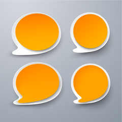 Paper set of rounded orange speech bubble.