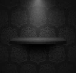 Dark empty isolated shelf on beautiful black luxury background. - 50021950
