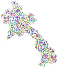 Map of Laos - Asia - in a mosaic of harlequin bubbles
