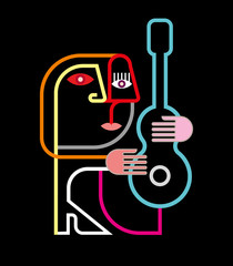 Man with guitar vector illustration