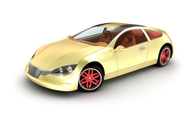 Obraz na płótnie Canvas Złoty concept car. Mój własny projekt.