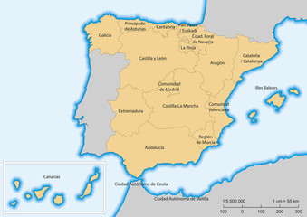 Naklejka premium Spain map Autonomous communities